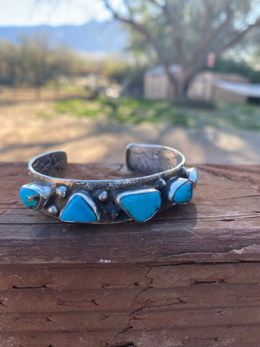 Zuni Royston Turquoise Sterling Silver cuff By Jude Candeleria