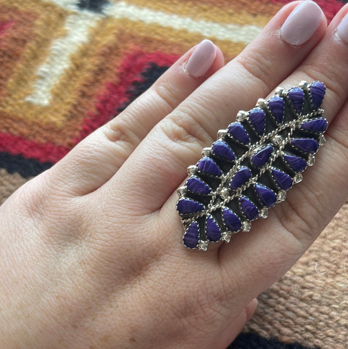 Navajo Sterling Silver & Purple Mojave Cluster Ring Size 8 - Culture Kraze Marketplace.com