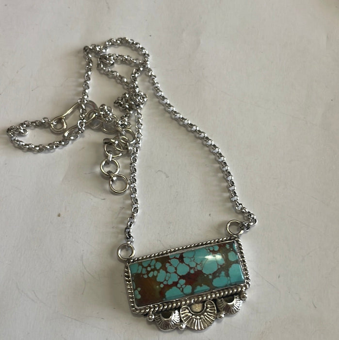 Handmade Sterling Silver Number 8 Turquoise Bar Necklaces