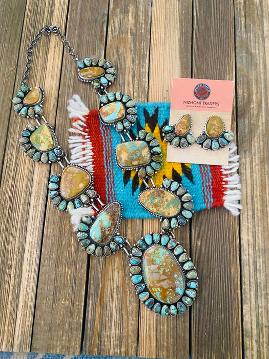 Stunning Navajo Sterling Silver & Royston Turquoise Necklace Set by Betty Yellowhorse - Culture Kraze Marketplace.com