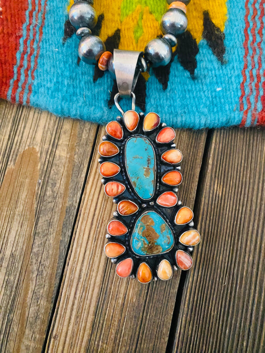 Navajo Sterling Silver, Turquoise & Spiny Beaded Necklace - Culture Kraze Marketplace.com