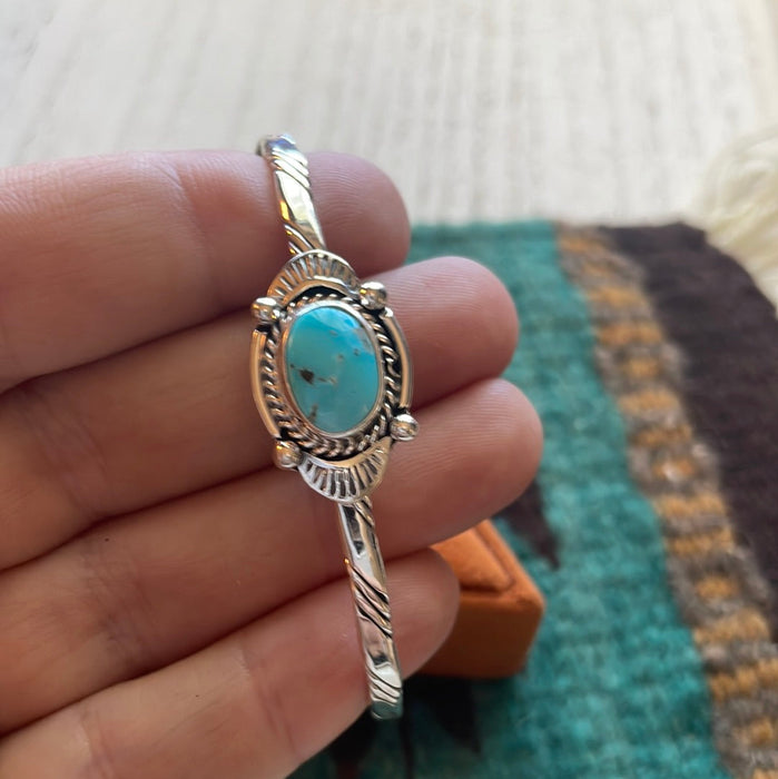 Navajo Adjustable Sterling & Turquoise Cuff Bracelet