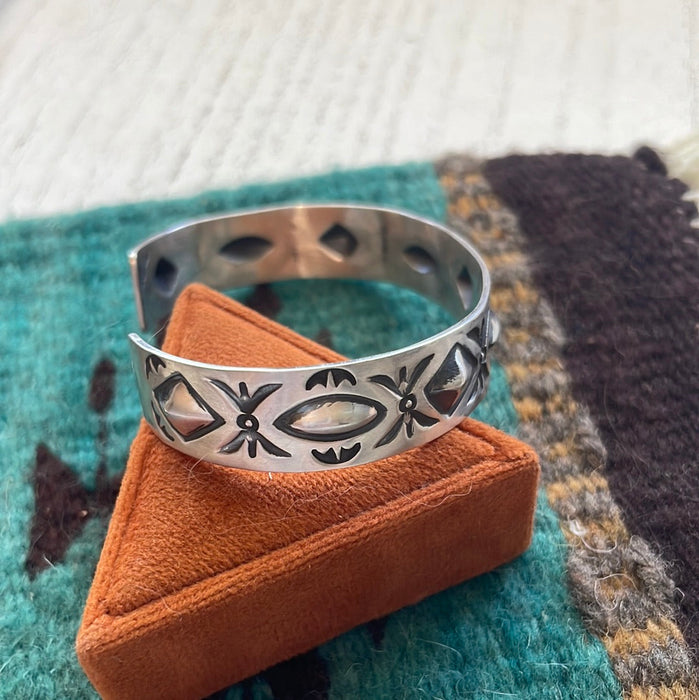 Navajo Sterling Silver Handstamped Adjustable Cuff Bracelet