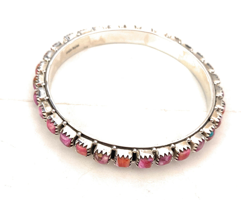 Handmade Pink Dream Mojave & Sterling Silver Bangle Bracelet