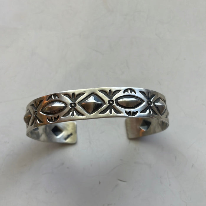 Navajo Sterling Silver Handstamped Adjustable Cuff Bracelet