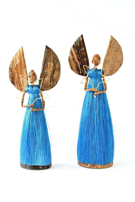 11" Blue Sisal Angel of Light Holiday Sculpture - Culture Kraze Marketplace.com