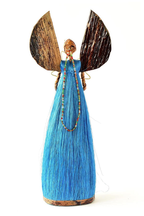 11" Blue Sisal Angel of Light Holiday Sculpture - Culture Kraze Marketplace.com