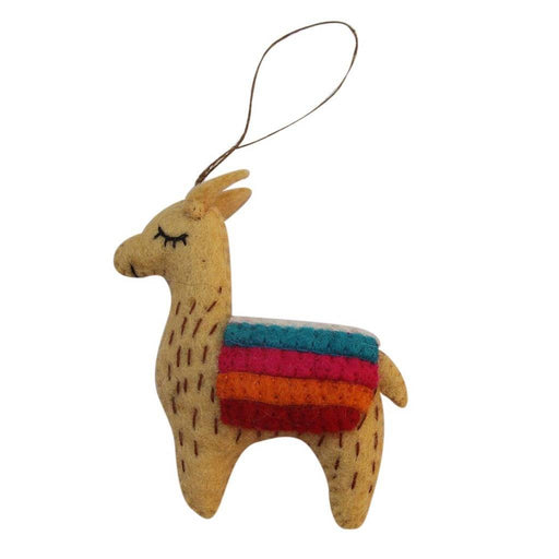 Handcrafted Tan Llama Felt Ornament - Culture Kraze Marketplace.com