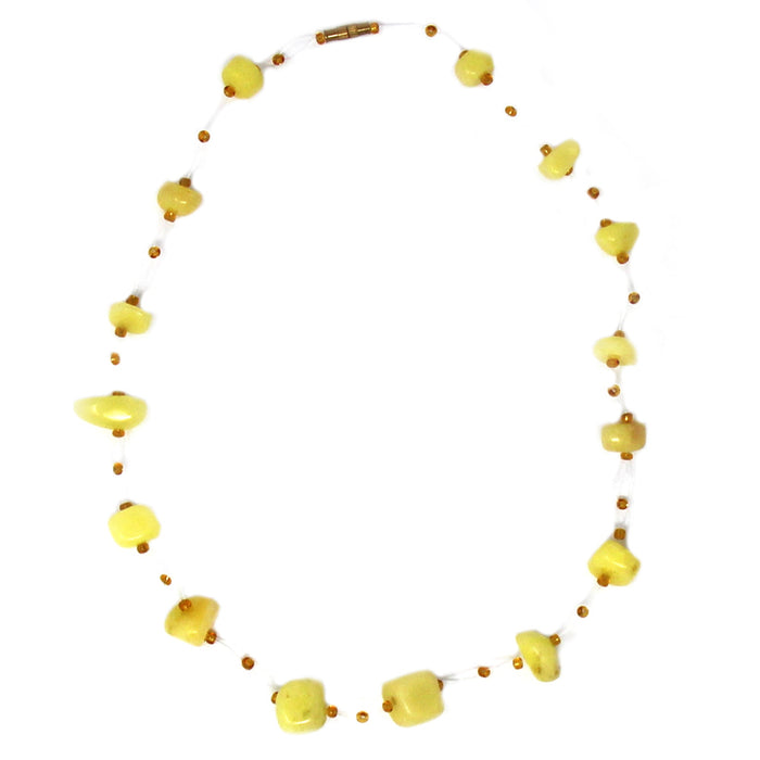 Floating Stone & Maasai Bead Necklace, Yellow - Culture Kraze Marketplace.com