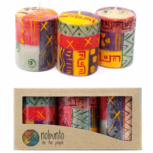 Set of Three Boxed Hand-Painted Candles - Indaeuko Design - Nobunto - Culture Kraze Marketplace.com
