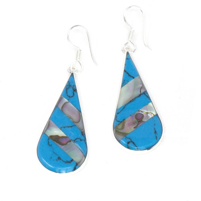 Abalone & Turquoise Striped Teardrop Earrings - Culture Kraze Marketplace.com