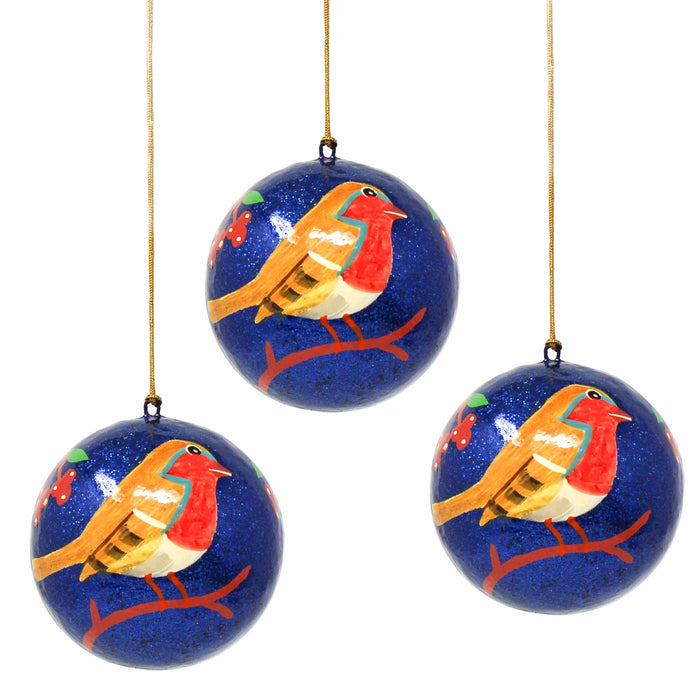 Handpainted Ornament Bird on Branch - Pack of 3 - Culture Kraze Marketplace.com