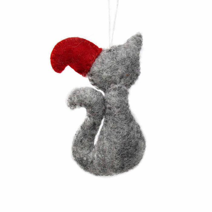 Hand Felted Cat Christmas Holiday Ornament - Culture Kraze Marketplace.com