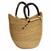 Bolga Tote, Natural with Black Accent and Leather Handle - 18-inch - Culture Kraze Marketplace.com