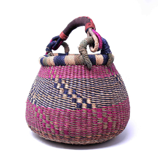 Small Bolga Pot Basket - Mixed Colors - Culture Kraze Marketplace.com