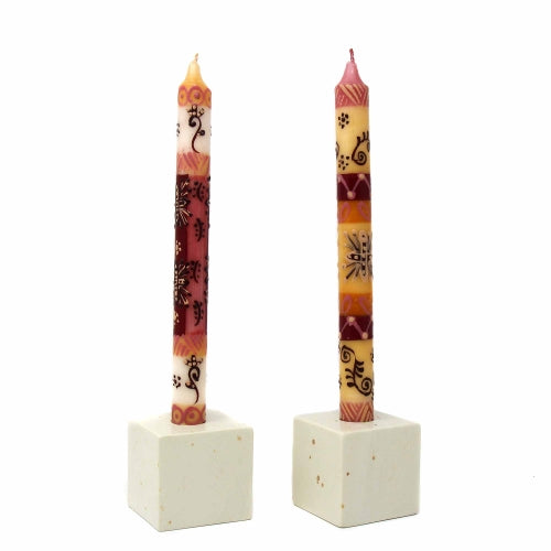 Tall Hand Painted Candles - Pair - Halisi Design - Culture Kraze Marketplace.com