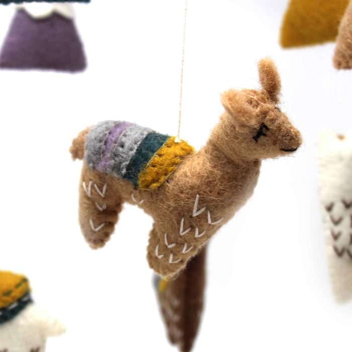 Handcrafted Felt Little Llamas Mobile - Culture Kraze Marketplace.com