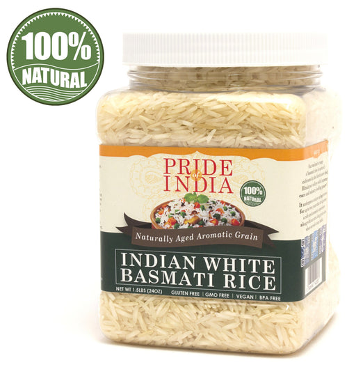 Extra Long Indian White Basmati Rice - Naturally Aged Aromatic Grain Jar-1