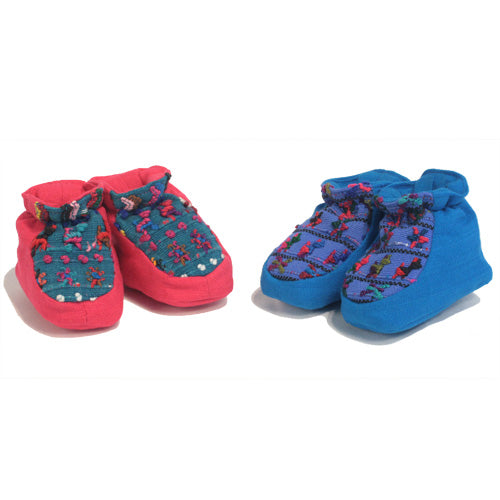 <center>Hand-Woven Pink and Blue Baby Booties</br> Available in Small, Medium and Large Sizes</center>