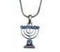 Rhodium Pendant Necklace, Silver 7 Branch Menorah - Colored Stones - Culture Kraze Marketplace.com