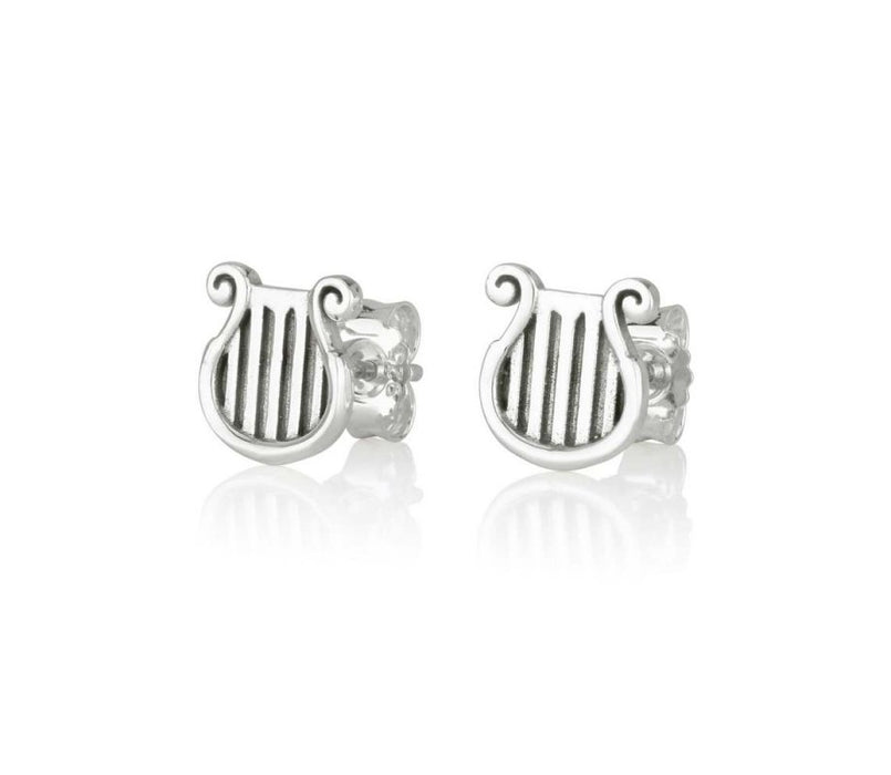 Sterling Silver Earrings - King David's Lyre Image - Culture Kraze Marketplace.com