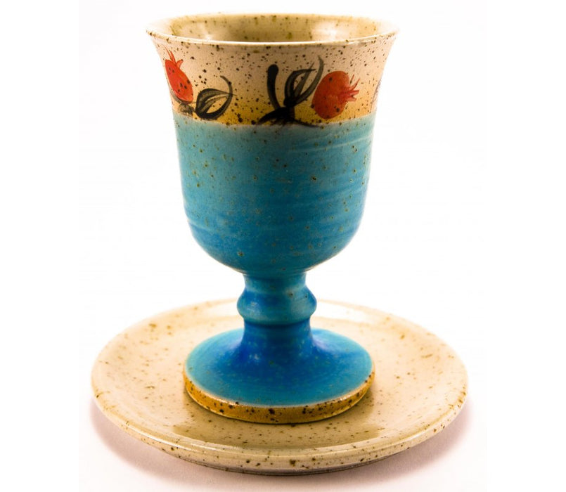 Turquoise Pomegranate Kiddush Cup by Michal Ben Yosef - Culture Kraze Marketplace.com