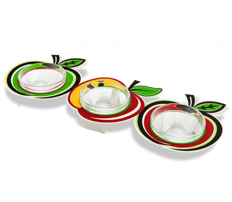 Dorit Judaica Three Joined Colorful Apple-shaped Honey Dishes - Culture Kraze Marketplace.com
