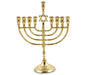Gold Metal Chanukah Menorah with Star of David, for Candles - 10 Inches - Culture Kraze Marketplace.com