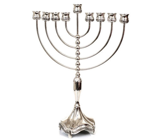 Silver Plated Chanukah Menorah, Smooth Design – 18.5 Inches Height - Culture Kraze Marketplace.com