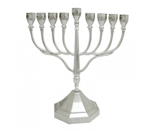 Classic Nickel Plated Chanukah Menorah - Height 10.2 Inches - Culture Kraze Marketplace.com