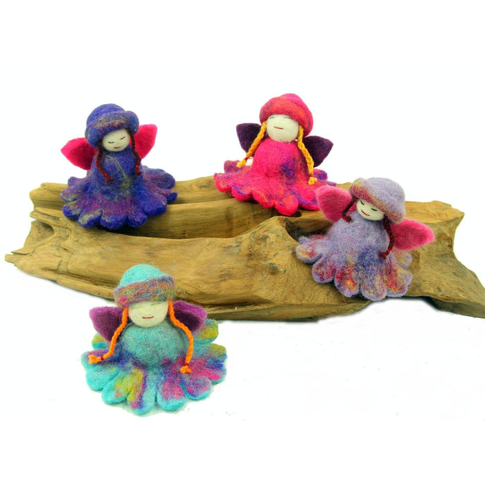 Hand Felted Colorful Flower Fairies - Set of 4 - Global Groove - Culture Kraze Marketplace.com