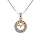 Rhodium Necklace Double Pendants - Silver Shema Israel and Gold Star of David - Culture Kraze Marketplace.com