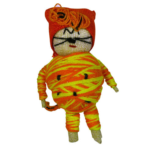 <center>Cat Worry Doll Animal in Pajamas<br/>Measure 2.25" Tall x 1.25" Diameter</br>Handmade in Guatemala</center>