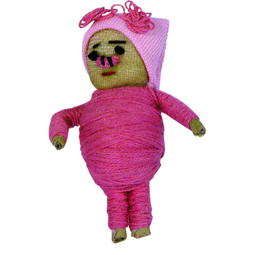<center>Pig Worry Doll Animal in Pajamas<br/>Measure 2.25" Tall x 1.25" Diameter</br>Handmade in Guatemala</center>