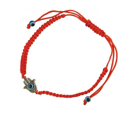 Braided Red Cord Kabbalah Bracelet, Filigree Hamsa with Moveable Eye - Silver - Culture Kraze Marketplace.com