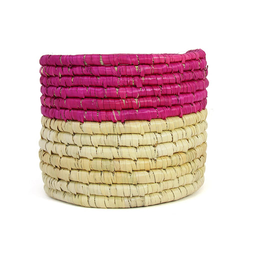 Dried Grass Basket, Pink and Natural - Culture Kraze Marketplace.com