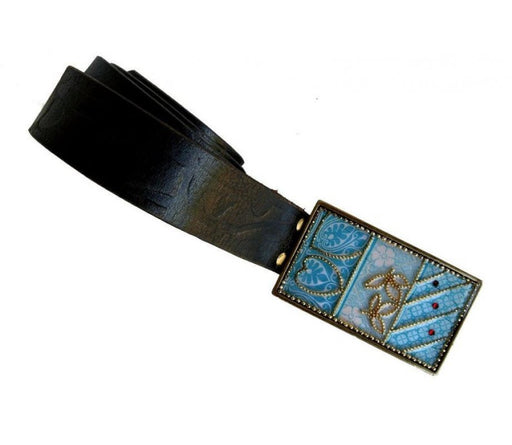 Woman's Belt with Turquoise Flower Design Buckle by Iris Design - Culture Kraze Marketplace.com