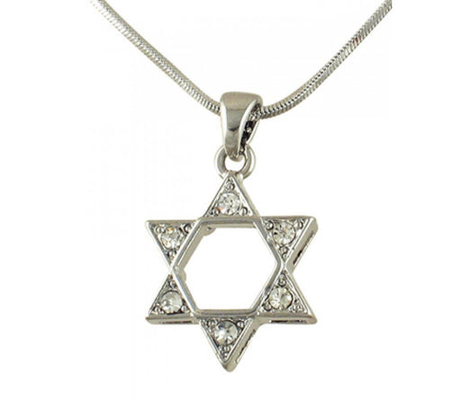 Rhodium Star of David Pendant Necklace - Colored Stones - Culture Kraze Marketplace.com