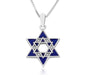 Sterling Silver Pendant Necklace, Star of David, Blue - Crystals - Culture Kraze Marketplace.com