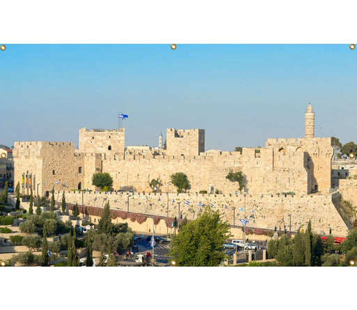Panoramic Jerusalem Old City Walls Sukkah Single-Wall Panel 12 ft Width - Culture Kraze Marketplace.com