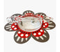Dorit Judaica Flower Shaped Honey Dish with Glass Bowl and Spoon - Red and Gray - Culture Kraze Marketplace.com