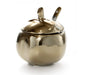 Apple Shape Rosh Hashanah Honey Dish with Cover and Spoon, Ceramic - Gold - Culture Kraze Marketplace.com
