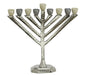 Chabad Lubavitch Hammered Aluminum Chanukah Menorah - Gray and Cream Holders - Culture Kraze Marketplace.com