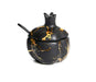 Pomegranate Shaped Honey Dish, Lid and Spoon - Black with Gold Streaks - Culture Kraze Marketplace.com