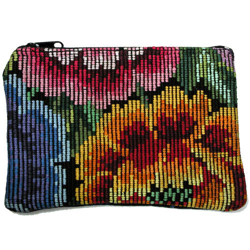 <center>Huipil Zipper Purse - Floral</br>Made in Guatemala from a Recycled Huipil</br>Measures: 6" wide x 4" high</center>