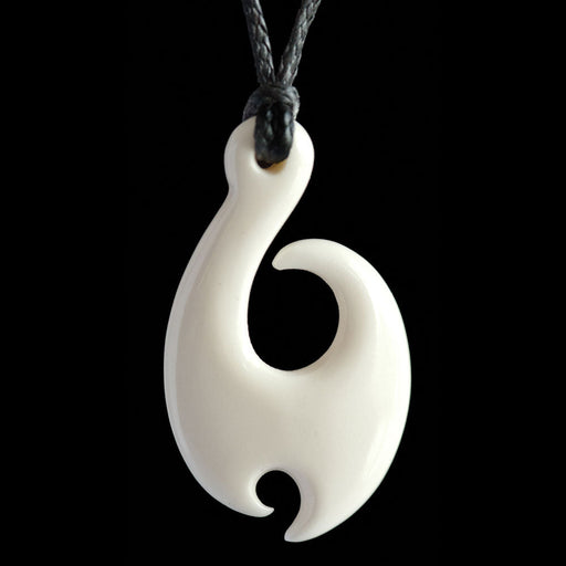 Small Hei Matau Bone Pendant with koru barb, handcrafted necklace - Culture Kraze Marketplace.com