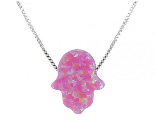 aJudaica Pink Opal Hamsa Hand Necklace - Culture Kraze Marketplace.com