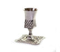 Square Silver plated Kiddush Cup with stem and Tray - Culture Kraze Marketplace.com