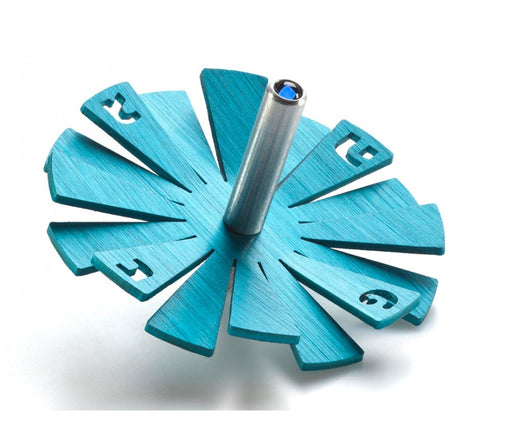 Adi Sidler Brushed Aluminum Chanukah Dreidel, Flying Petals Design - Turquoise - Culture Kraze Marketplace.com