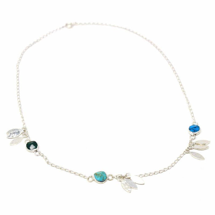 Feathers and Turquoise Alpaca Silver Charm Necklace - Culture Kraze Marketplace.com